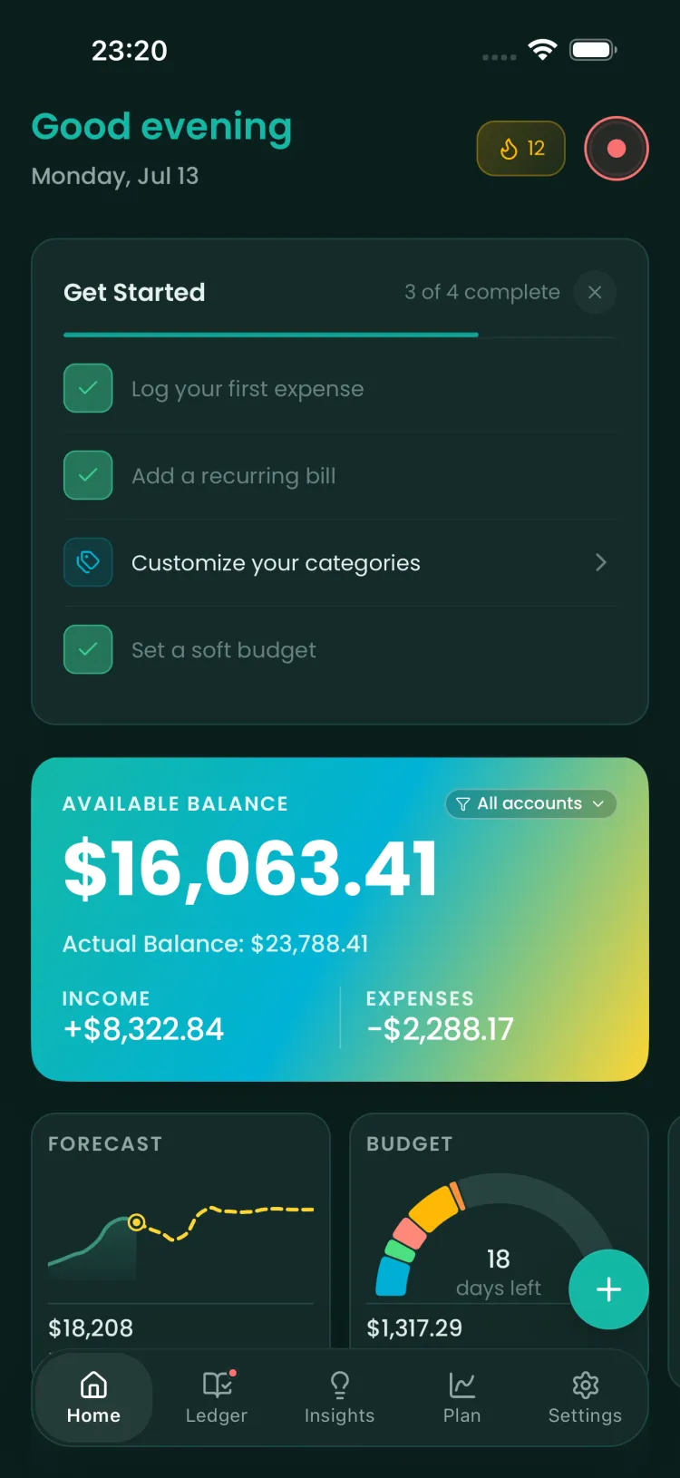 Reach home screen in dark mode